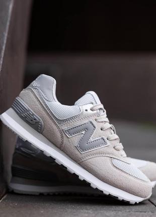 Женские кроссовки new balance 574 grey beige