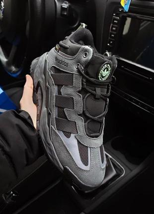 Зимние кроссовки adidas niteball grey серые (мех)