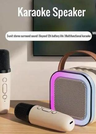 Дитяче бездротовий караоке з двома мікрофонами speaker k12 колонка з підсвічуванням