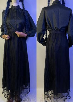 Довга фатинова спідниця на резинці з містичним характером готика готична спідниця