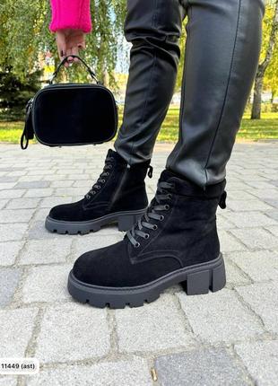 Черевики зима stefani чорний замш