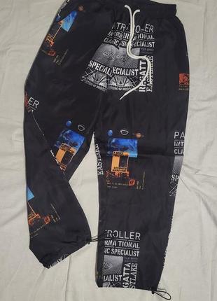 Штани shein/ об'ємні джогери з абстрактним принтом/плащові джогери