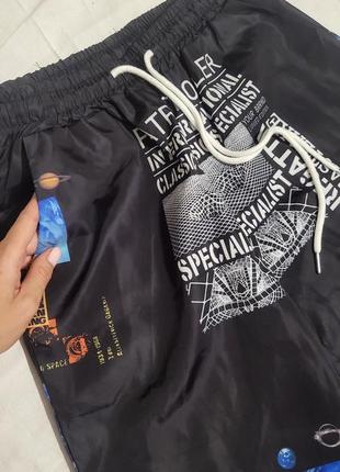 Штани shein/ об'ємні джогери з абстрактним принтом/плащові джогери