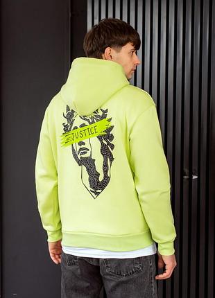 Теплое худи салатового цвета staff justice fleece