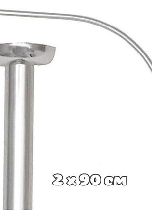 Карниз для ванної кімнати душовий кутовий дуга 2х90 см із кріпленням хромований