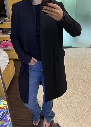 Теплое женское пальто zara из шерсти