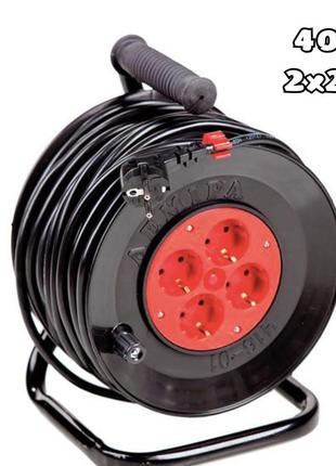 Подовжувач на котушці леміра з теплозахистом, з контуром пвс 2х2,5 40 м виносний для саду