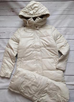 Молочный пуховик, длинный пуховик от pull & bear