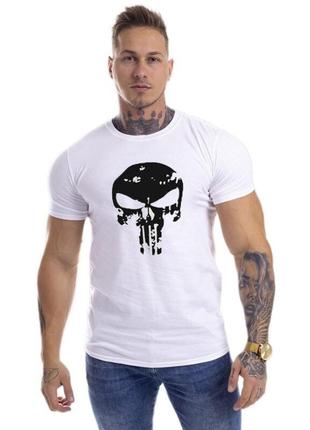 Спортивная футболка sport line белая с черным черепом