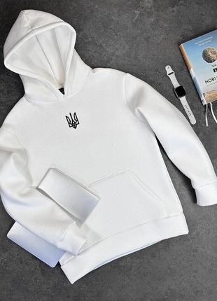 Теплое молочное худи pobedov 008 с наклейкой "герб"