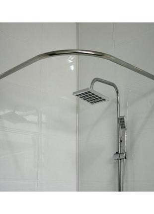 Карниз угловой для ванной и душевой дуговой хром из 2 труб 120х120 см