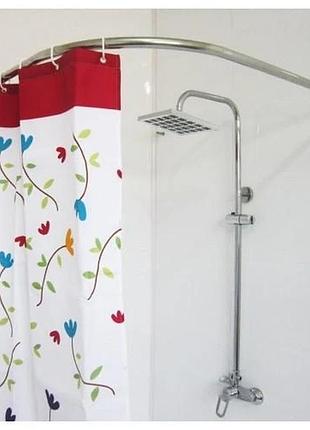 Карниз угловой для ванной и душевой дуговой хром из 2 труб 120х120 см