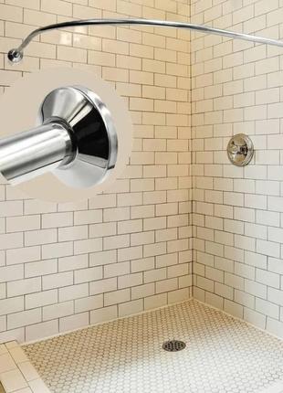 Карниз угловой для ванной и душевой дуговой хром из 2 труб 120х120 см