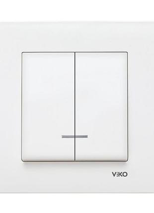 Выключатель 2 двух клавишный с подсветкой viko karre белый