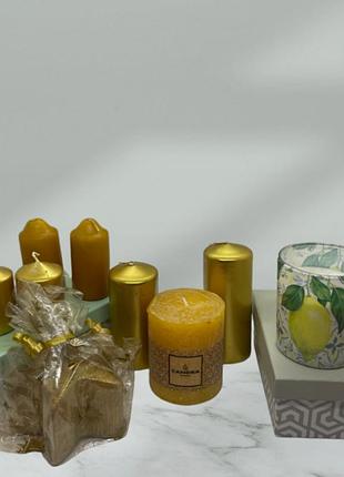 Подарочный набор аромасвечей 6 предметов для девушки мамы тети сестры коллеги бабушки тещи  золотой