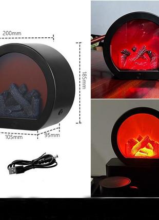 Led декоративный светильник камин с эффектом живого огня usb