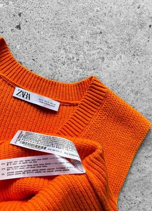 Zara women’s sleeveless orange ribbed knit vest top жіноча безрукавка, жилетка, топ4 фото