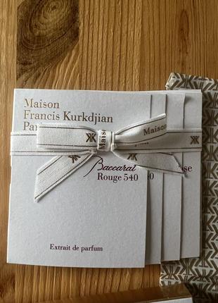 Нишевые духи от парфюмерного дома maison francis kurkdjian баккара 540