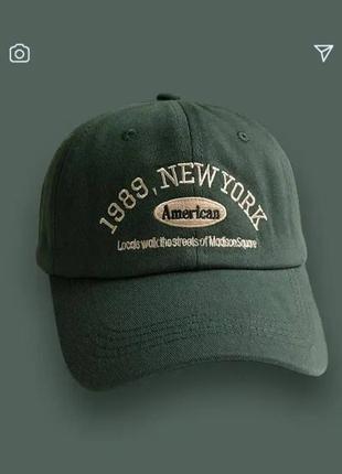 Кепка на лето new york бейсболка зелёная, кепка нью йорк зелёного цвета женская кепка, мужская кепка модная ло