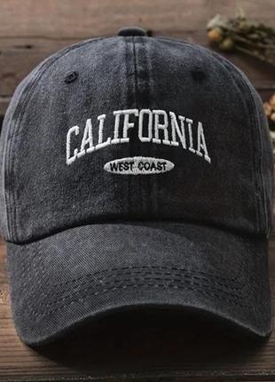 Кепка на лето california бейсболка серая, кепка калифорния серого цвета женская кепка, мужская кепка модная ло