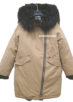 Парка для дівчинки на штучному хутрі бренду zara.холодна осінь. 6-8 років. (бірка128см ,більшомір)