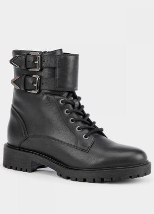 Женские черные ботинки geox hoara original кожаные