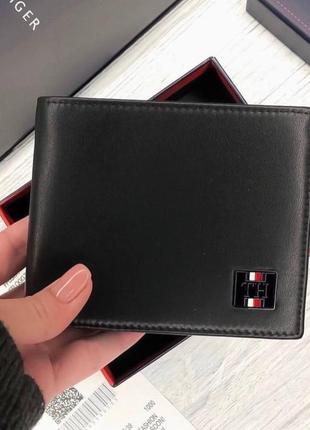 Чоловіче портмоне з натуральної шкіри tommy hilfiger шкіряний гаманець для грошей і документів у брендовий пак