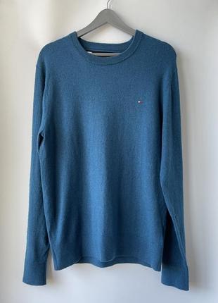 Жіноча бірюзова кофта, вовняний светр. синій світшот tommy hilfiger1 фото