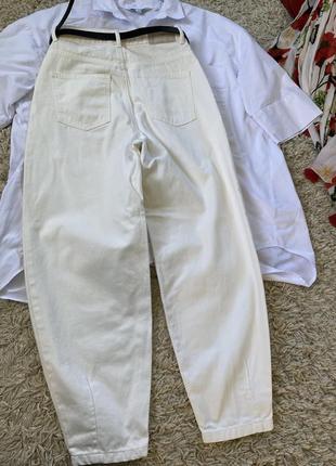 Актуальные белые коттоновые штаны /джинсы слоучи ,zara,p.65 фото