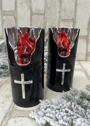 Свічка з led підсвіткою на батарейках, ритуальна свічка h 15 см