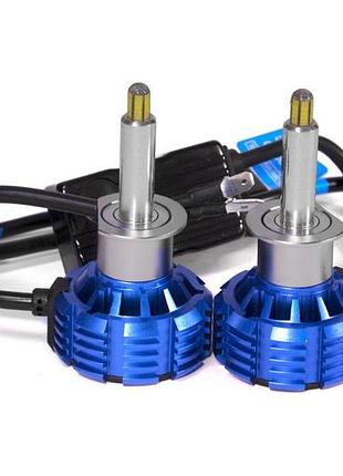 Комплект led ламп 360 градусів в лінзу цокіль h1 66w 12v 6000k з обманкою 12-24в