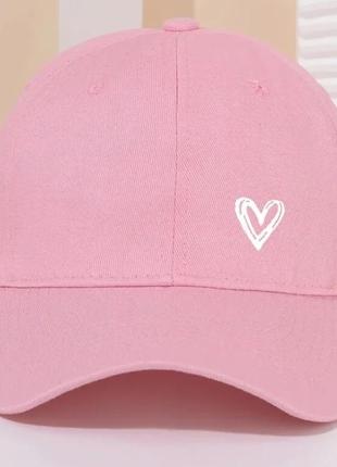 Розовая кепка, бейсболка с сердечком, сердце3 фото