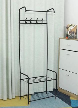 Стойка-вешалка для одежды напольная передвижная с полкой для обуви corridor rack...