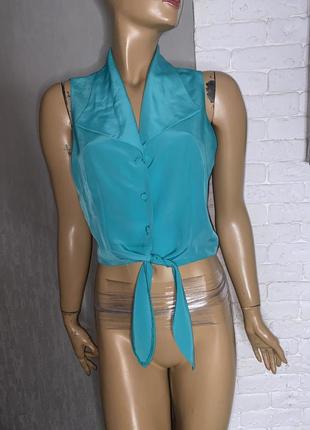 Вінтажна літня блуза блузка з вузликом на животі foxy lady1 фото