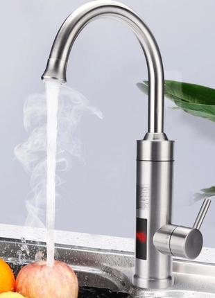 Кран водонагреватель хром электрический проточный с дисплеем del ry-020 с нижним подключением