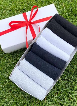 Набір жіночих коротких шкарпеток 36-40 р на 8 пар в коробці із стрічкою літо