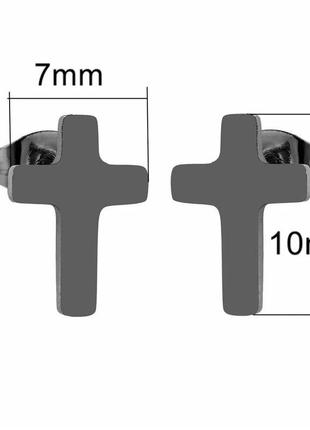 Нержавіючі сережки хрестики чорні4 фото