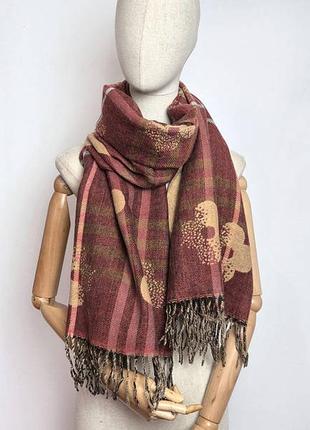 Шарф женский теплый двусторонний бордо
