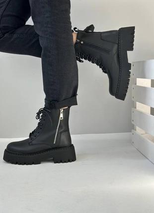 Стильные ботинки кожаные женские зимние в черном цвете 🖤🖤🖤