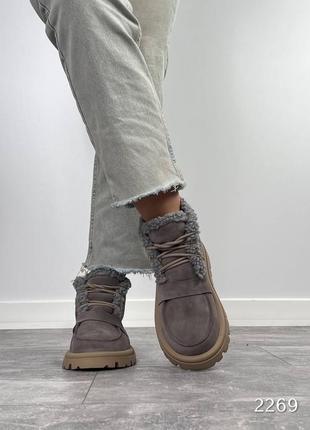 Ботинки зимние женские натуральная замша