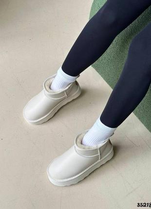 ▪️угги натуральная кожа светлые молочные кожаные женские ботинки ботинки короткие...