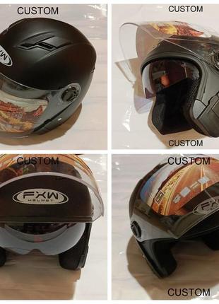 Шлем открытый + откидные очки hf-223 черный матовый
