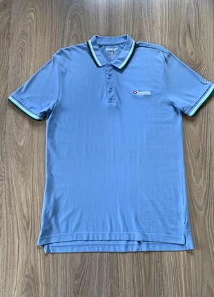 Чоловіча блакитна бавовняна поло футболка lambretta