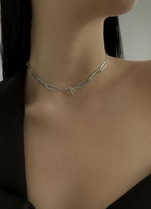 Чокер серебряный с застежкой toggle