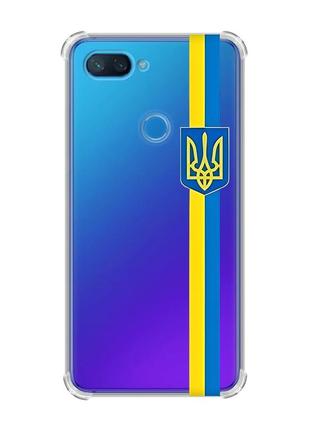 Чохол із потовщеними кутами на xiaomi mi 8 lite :: стрічка україна (патріотичний принт 253)