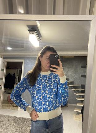 Свитер в цветочный принт в стиле zara 4
