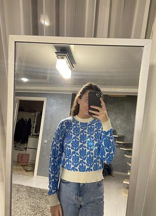 Свитер в цветочный принт в стиле zara 3