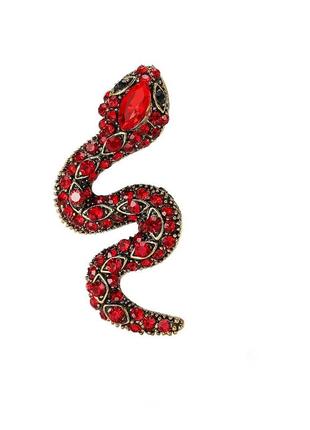 Брошь змея с красными камнями