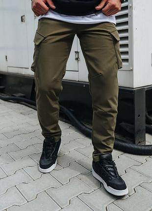 Утеплені штани кольору хакі staff st cargo khaki fleece