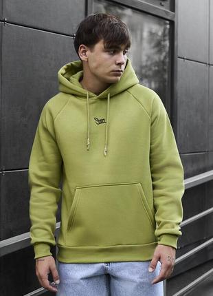 Теплое салатовое худи staff light green logo oversize fleece